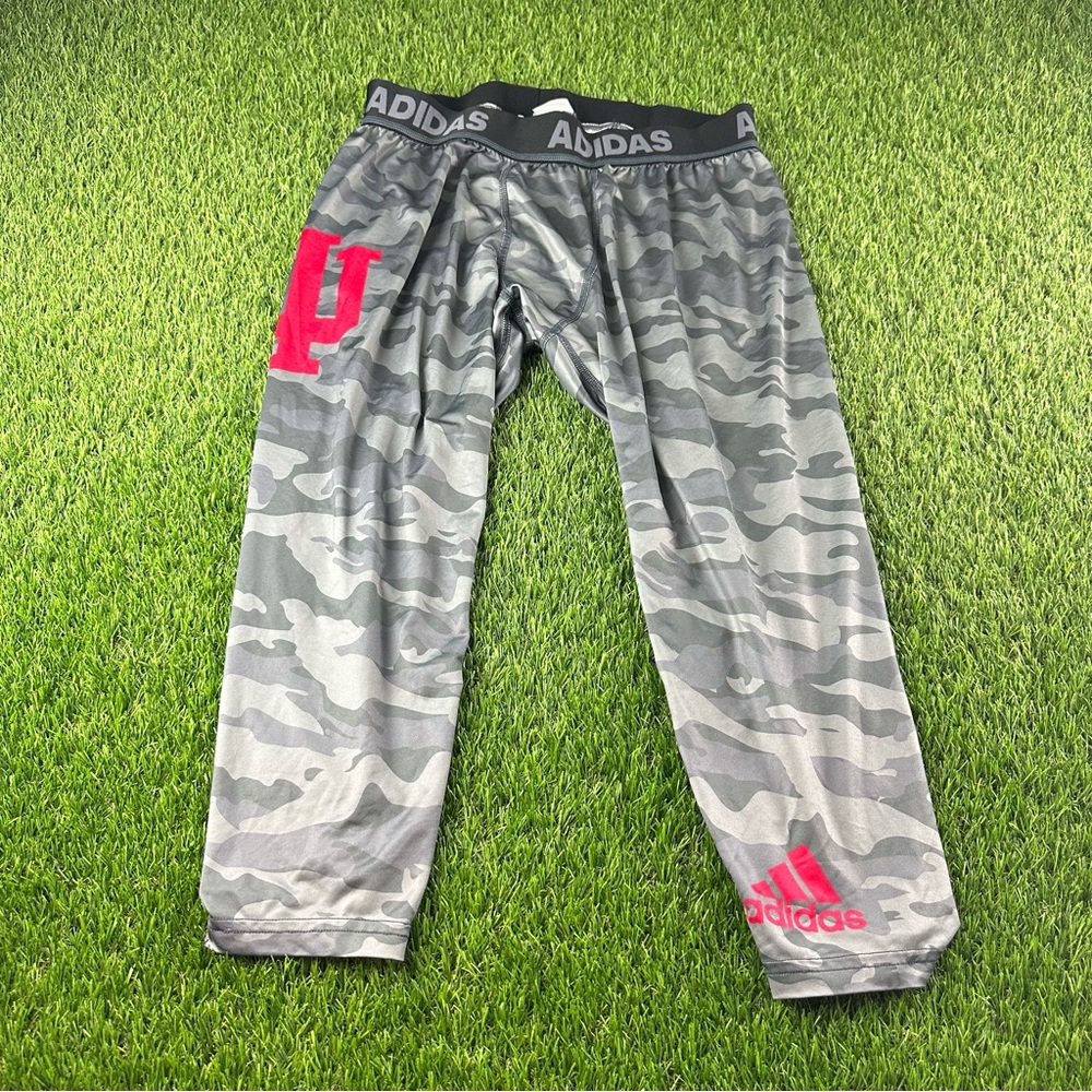 Adidas INDIANA Compression 3/4 Tights Pants Hoosiers IU XXL Grey Camo Football